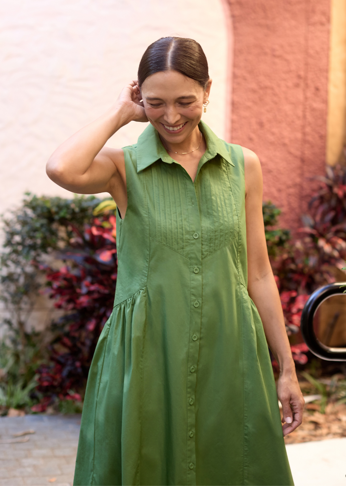 CORINNE SHIRTDRESS - APPLE GREEN