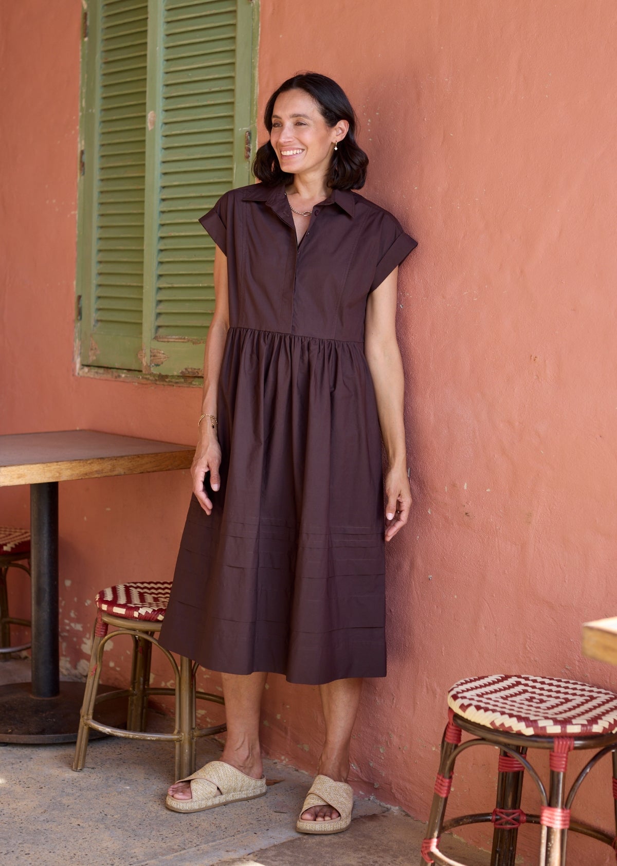 GRACIE SHIRTDRESS - CHOCOLATE