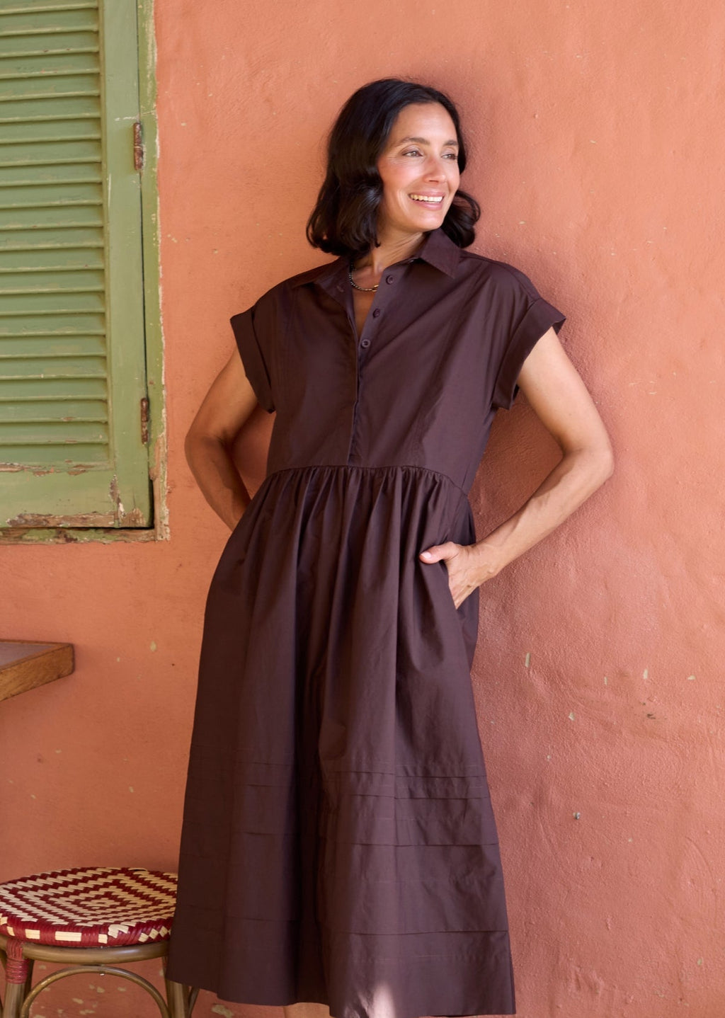 GRACIE SHIRTDRESS - CHOCOLATE