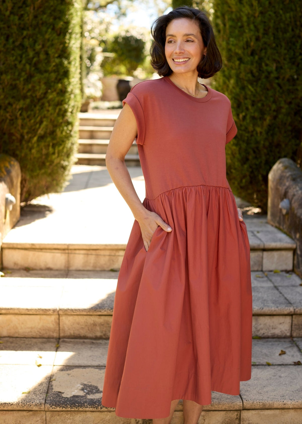 GRETA MIDI DRESS - TERRACOTTA - PETITE