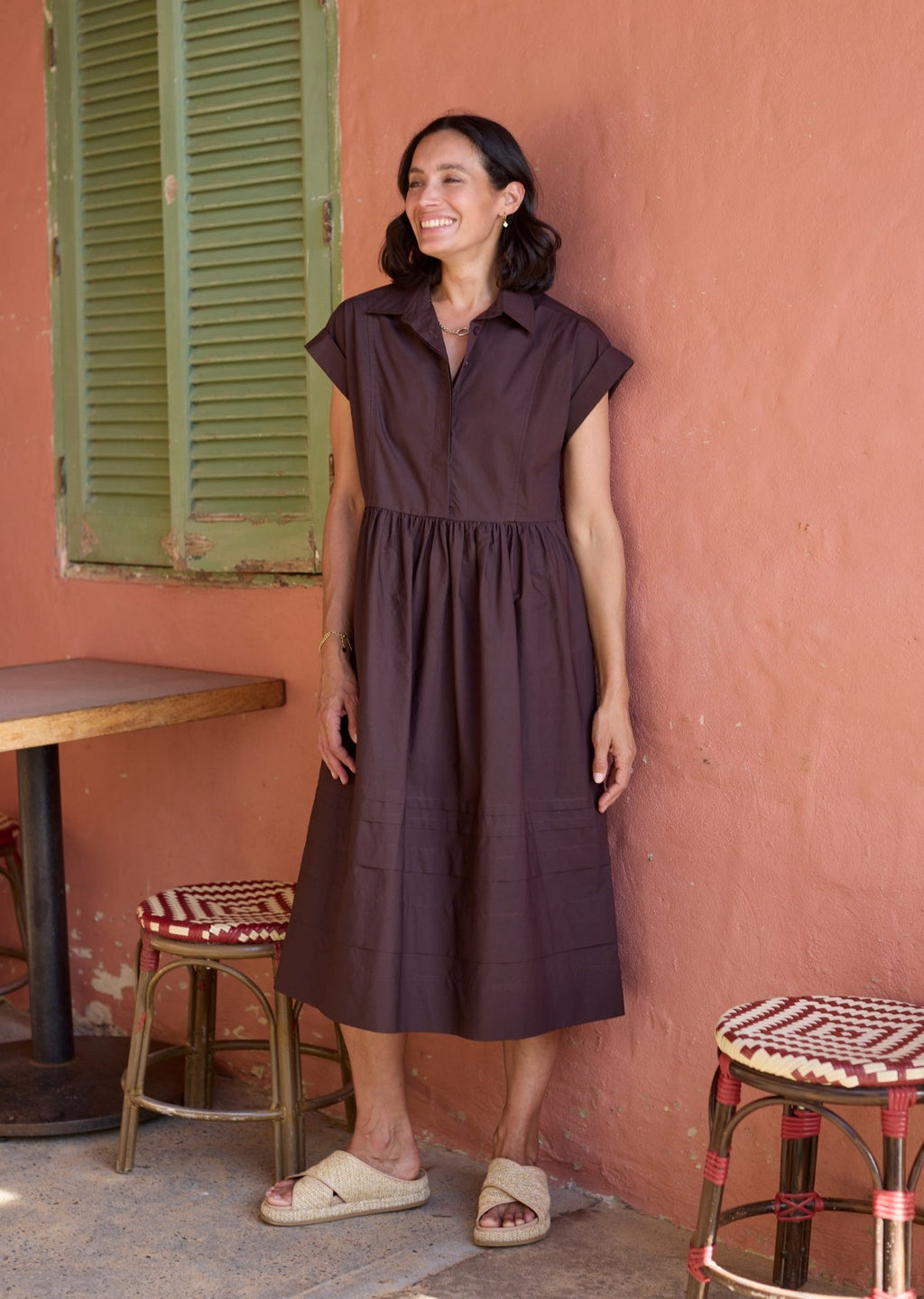 GRACIE SHIRTDRESS - CHOCOLATE