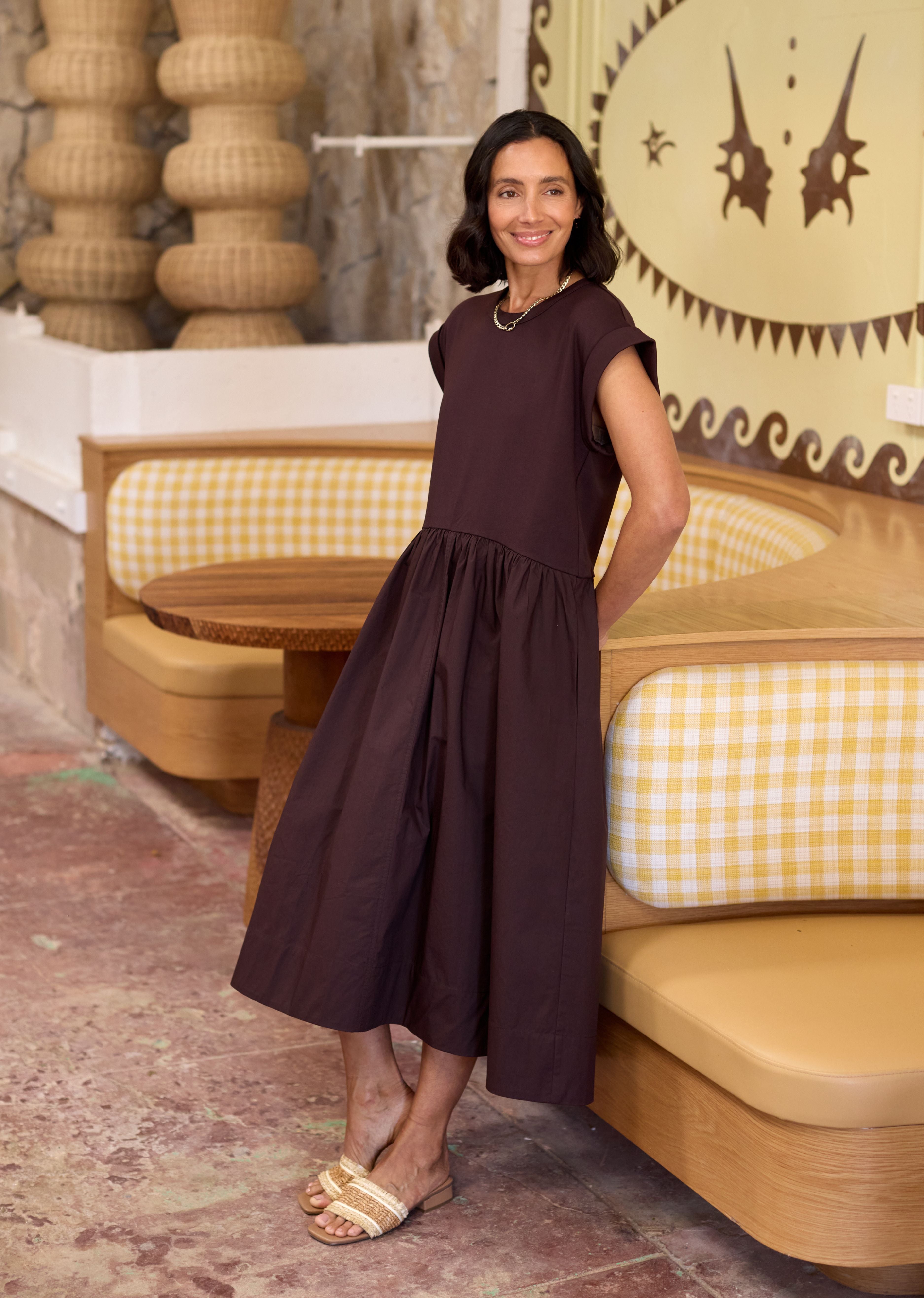 GRETA MIDI DRESS - CHOCOLATE - PETITE