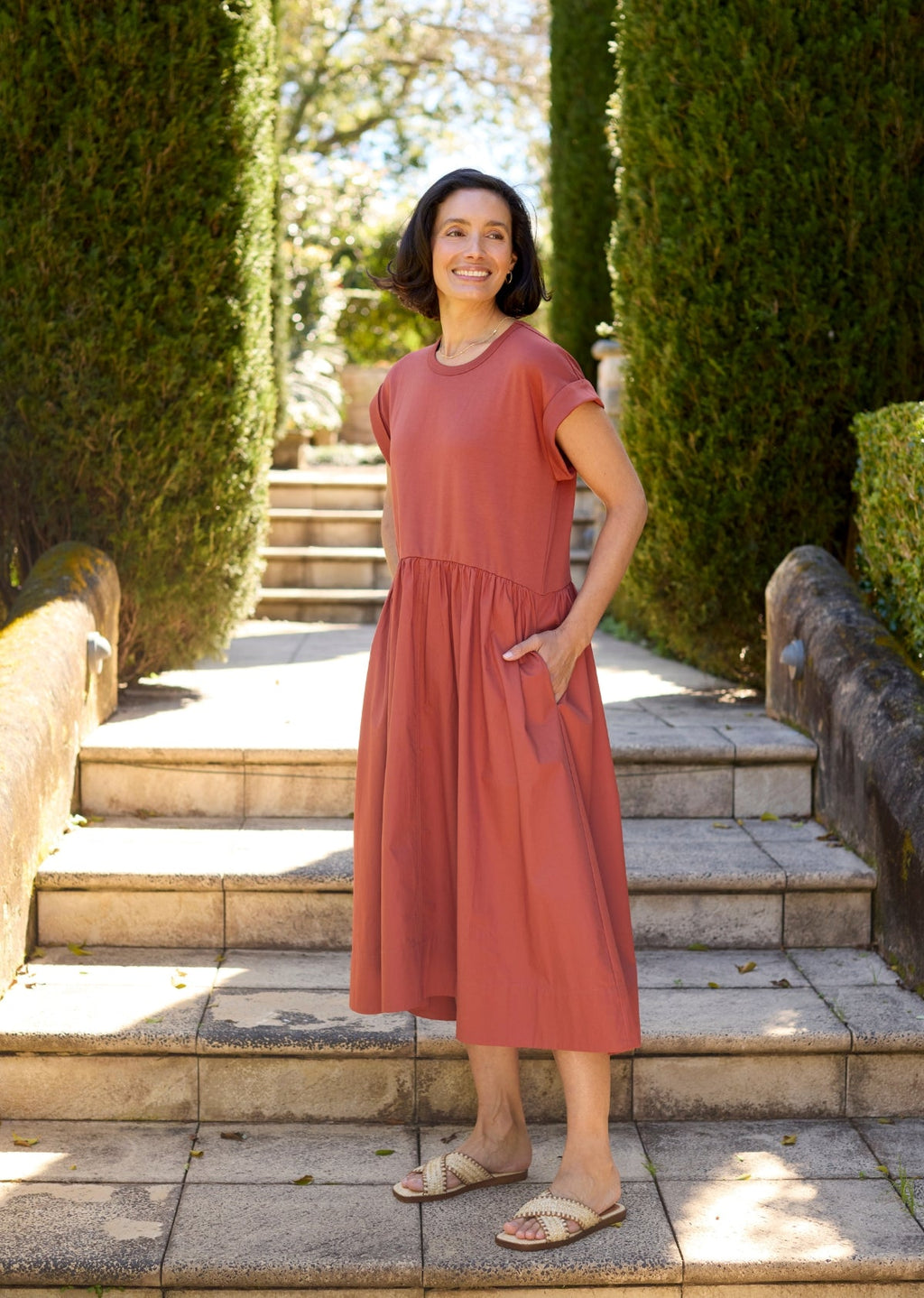 GRETA MIDI DRESS - TERRACOTTA