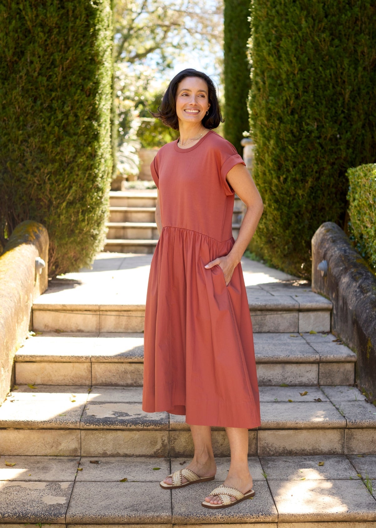 GRETA MIDI DRESS - TERRACOTTA