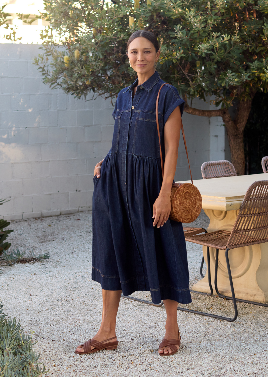 HARPER DENIM DRESS - INDIGO - PETITE