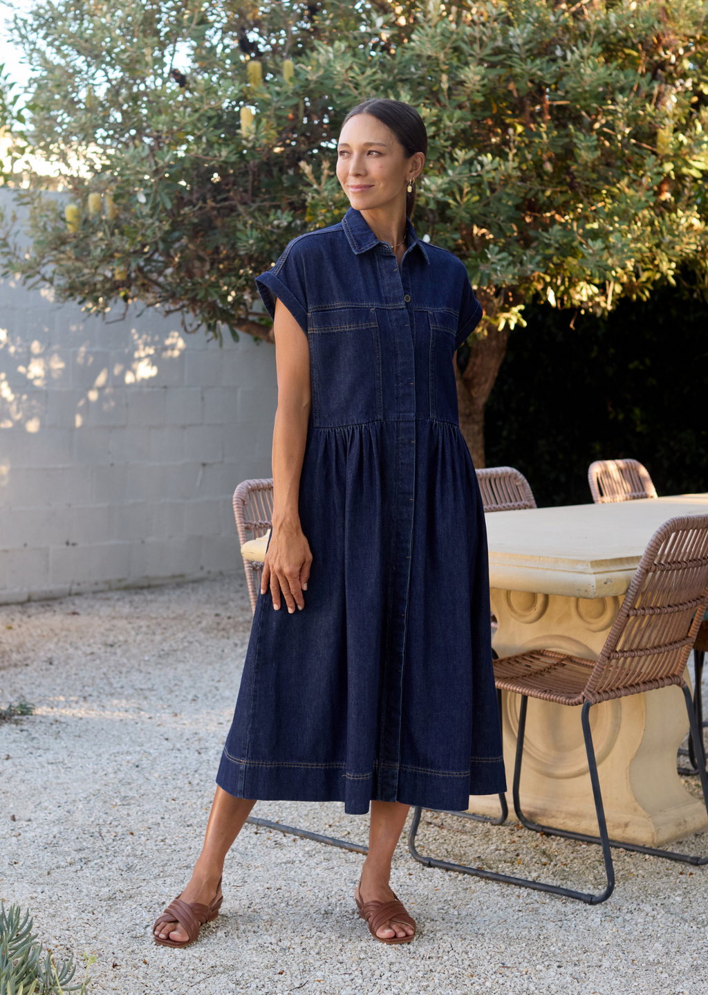 HARPER DENIM DRESS - INDIGO - PETITE