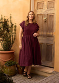 GRETA MIDI DRESS - WINE - PETITE