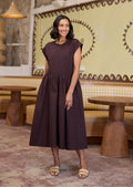 GRETA MIDI DRESS - CHOCOLATE - PETITE