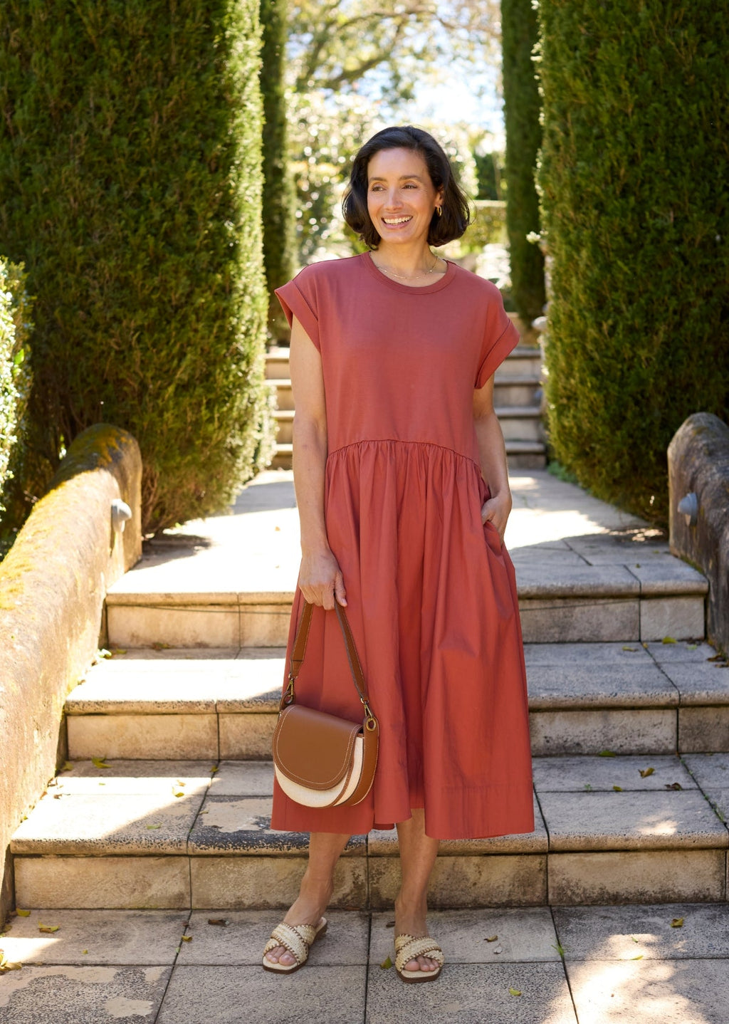 GRETA MIDI DRESS - TERRACOTTA - PETITE