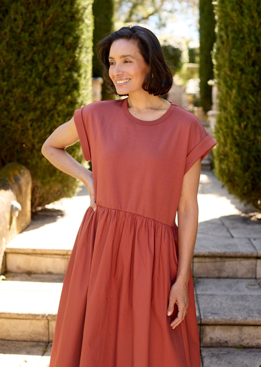 GRETA MIDI DRESS - TERRACOTTA - PETITE