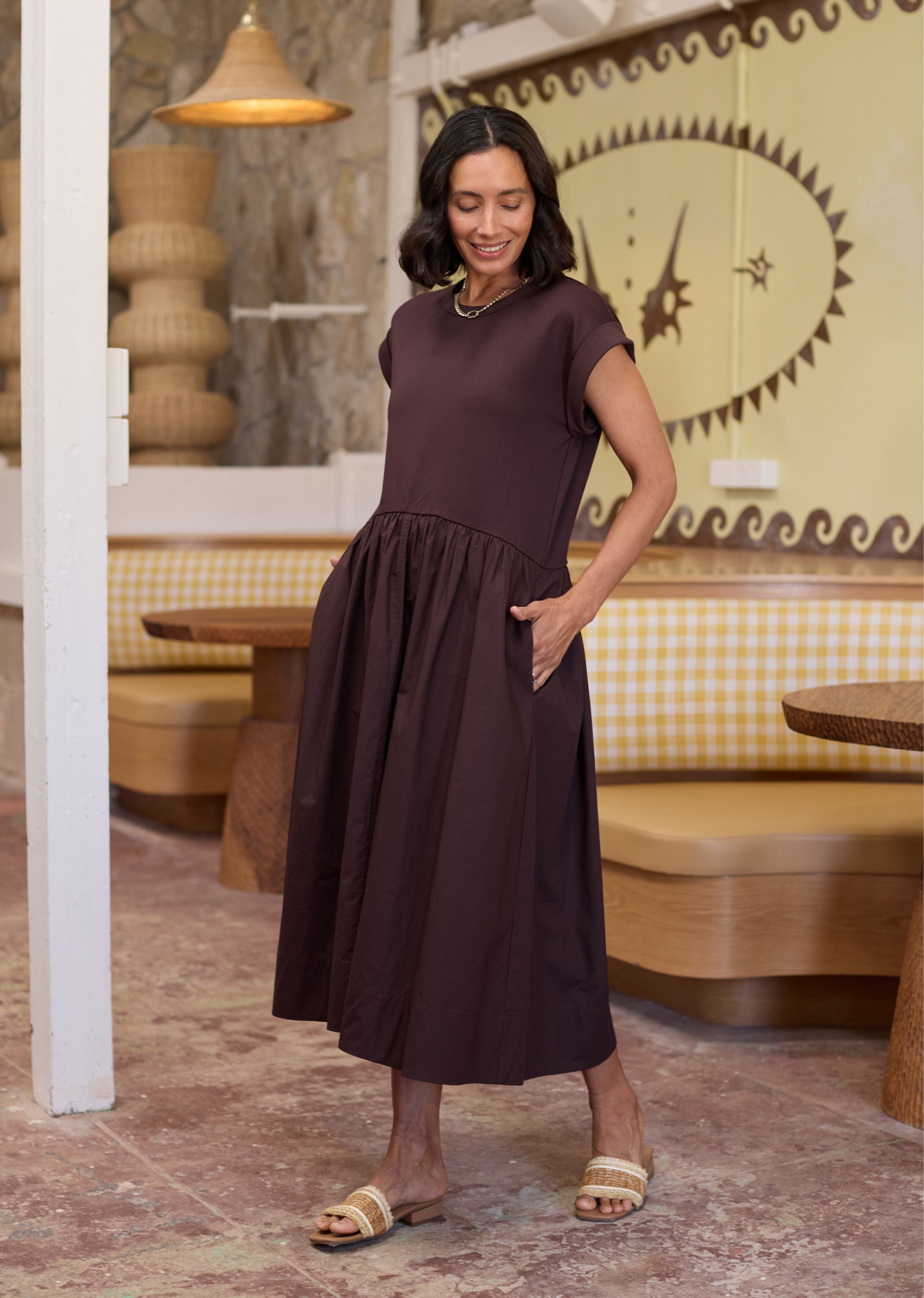 GRETA MIDI DRESS - CHOCOLATE