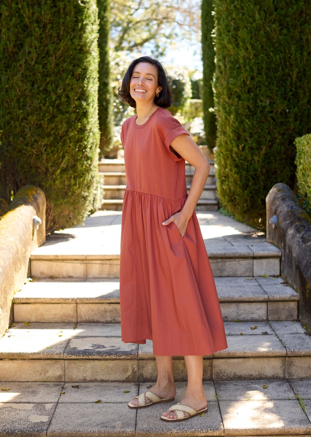 GRETA MIDI DRESS - TERRACOTTA - PETITE