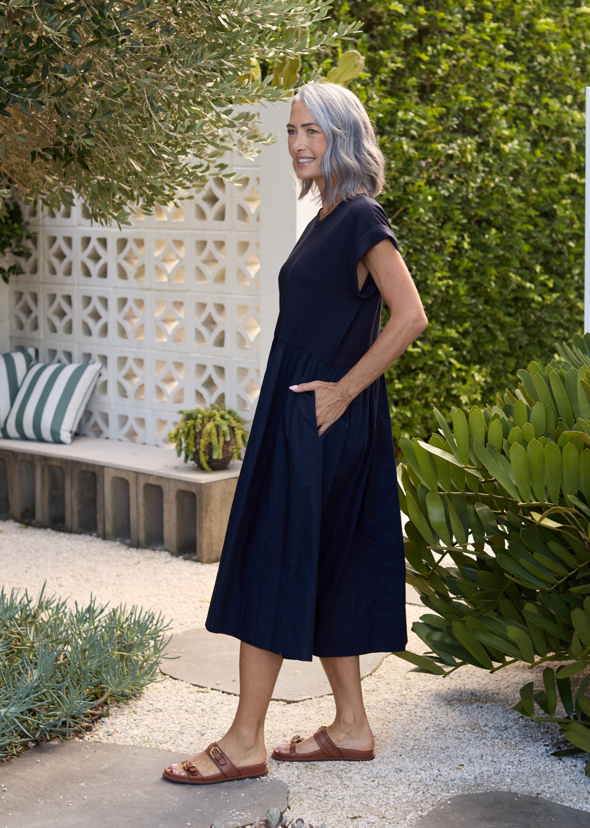 GRETA MIDI DRESS - FRENCH NAVY - PETITE