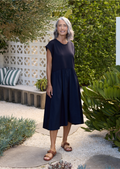 GRETA MIDI DRESS - FRENCH NAVY - PETITE