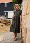 GRETA MIDI DRESS - KHAKI - PETITE