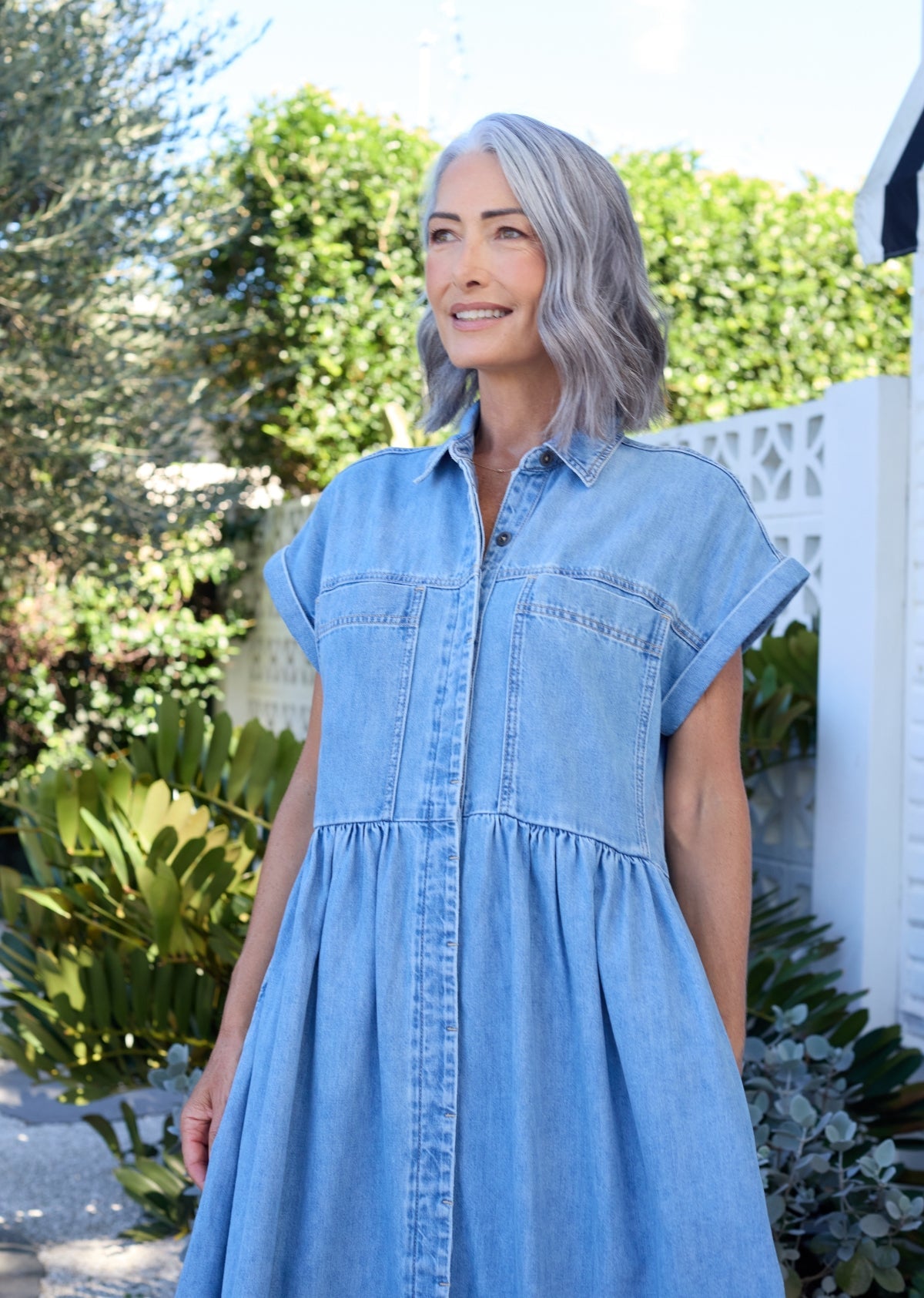 HARPER DENIM DRESS - LIGHT BLUE
