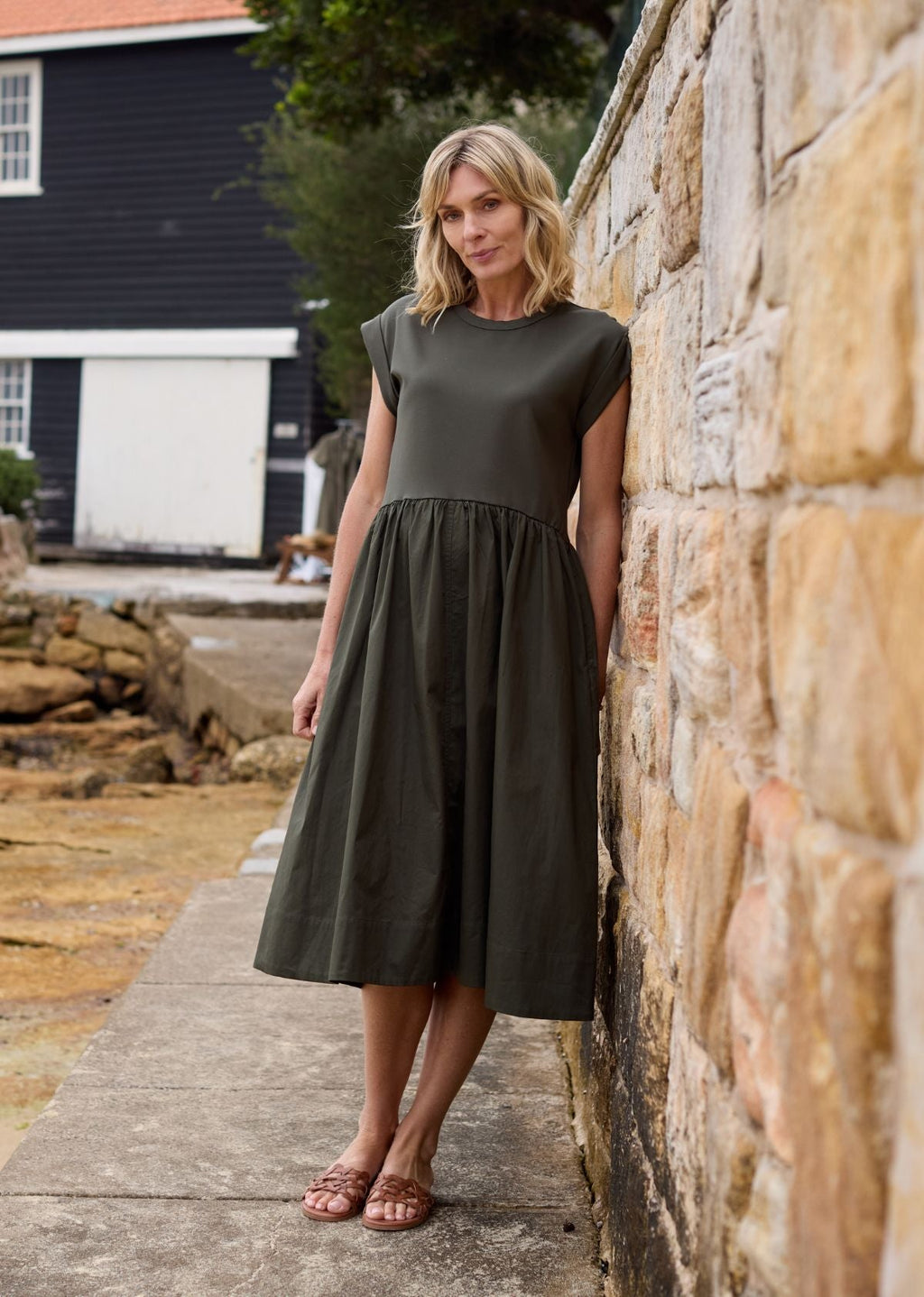 GRETA MIDI DRESS - KHAKI